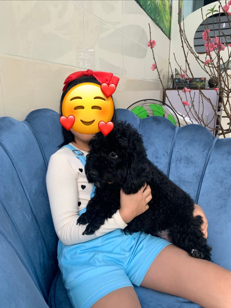 Lykke with a happy puppy